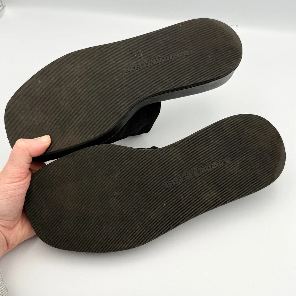 Loeffler Randall Piper Slide Sandals Womens 8 Platform Stretch Fabric Black
